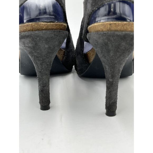 Pedro Garcia Libby Gray Suede Cork Platform Sandals Comfort Heels Sz 38.5/US 8 - Picture 7 of 12
